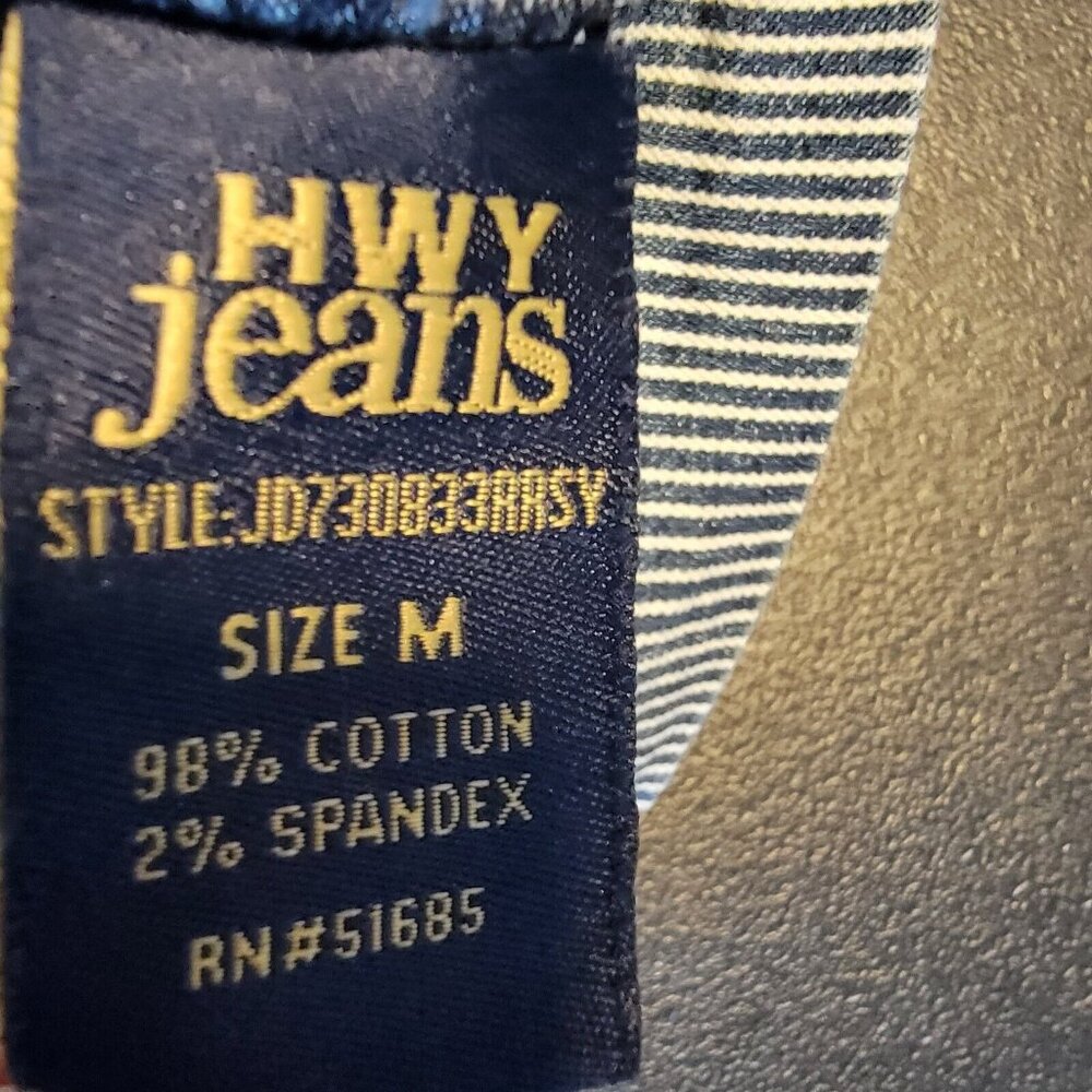 Highway Jeans Distressed Striped‎ Denim Jean Jacket Kids Size M Conductor Look - Picture 6 of 8